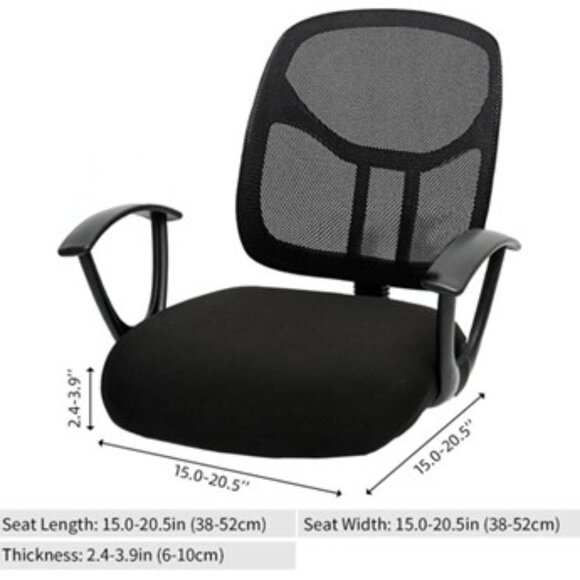 Office Chair Cover, Removable, Washable, Slipcover, Protector, Seat Cover, BLACK - Picture 8 of 11